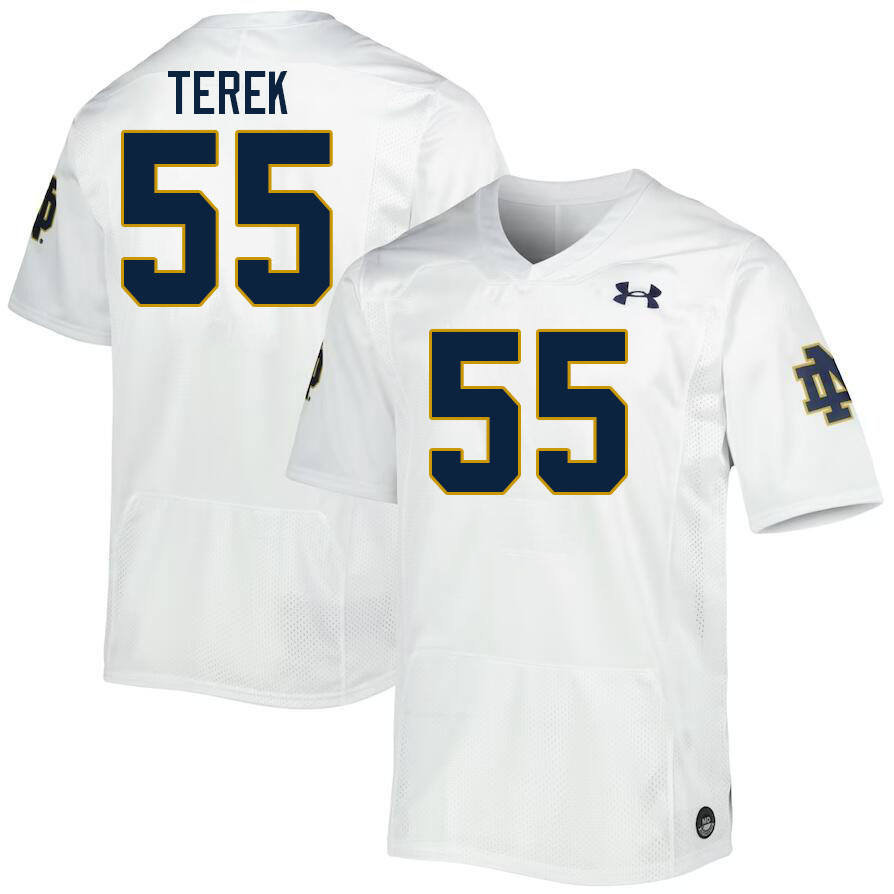Men #55 Chris Terek Notre Dame Fighting Irish College Football Jerseys Stitched Sale-White - Click Image to Close